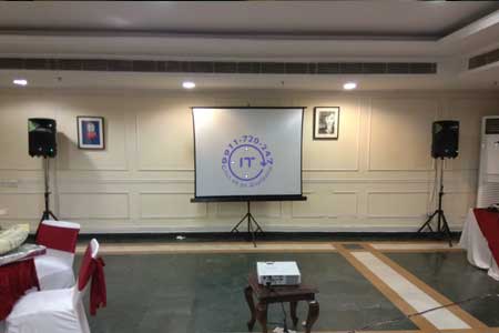 speakers hire with projector and screen
